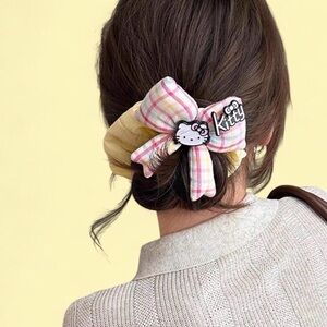 Hello Kitty Yellow and Plaid Hair Scrunchie